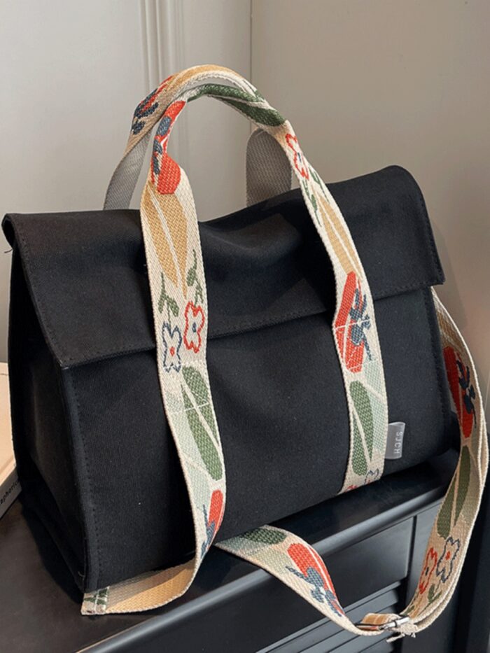 Tote Bag Black Canvas Handbag Women