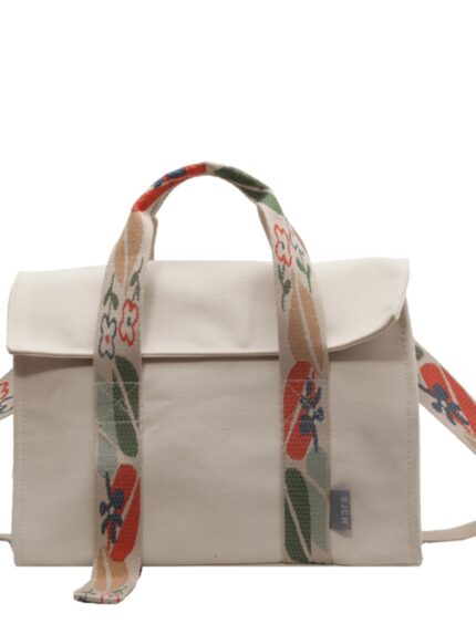 Tote Bag White Canvas Handbag Women