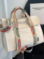 Tote Bag White Canvas Handbag Women