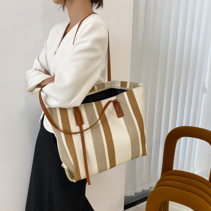 Stripes The Tote Bag Women Sachels brown