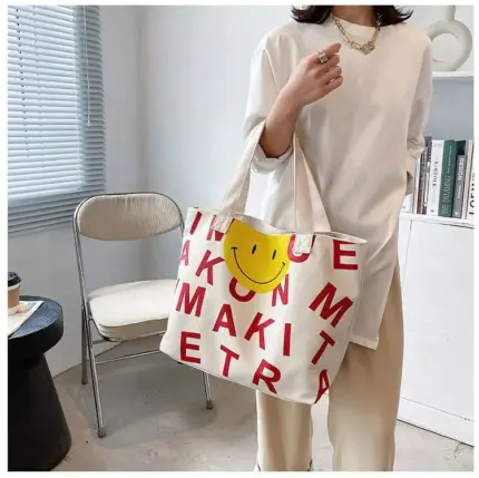 smily red canvas bag women